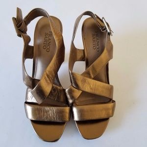 Franco Sarto Women Copper Leather Wedge Shoes